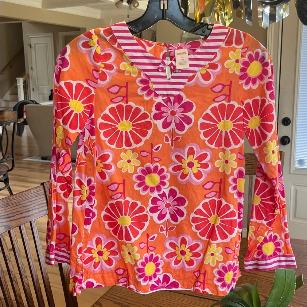 Gymboree Top Girls 10 Orange Cotton Hippie Vibe